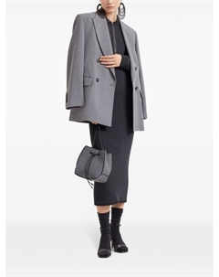 Платье миди в рубчик с декором Monili, черный Brunello cucinelli