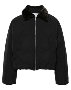 Пуховик с воротником из искусственного меха, черный Nanushka