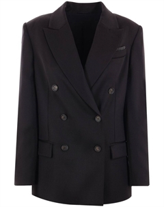 Двубортный блейзер из натуральной шерсти, черный Brunello cucinelli