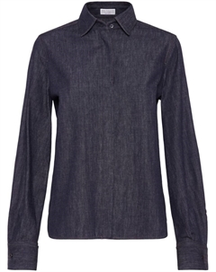 Джинсовая рубашка с декором Monili, синий Brunello cucinelli