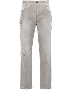 Прямые джинсы с вышивкой, серый Ermanno scervino