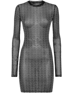 Сетчатое платье с кристаллами, черный Philipp plein