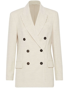 Двубортный вельветовый блейзер, белый Brunello cucinelli