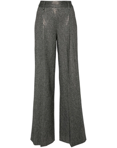 Брюки широкого кроя с заклепками и узором «елочка», черный Ermanno scervino