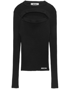 Джемпер в рубчик с вырезом, черный Msgm