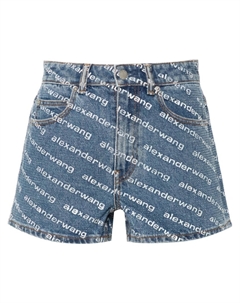 Джинсовые шорты со стразами, синий Alexander wang
