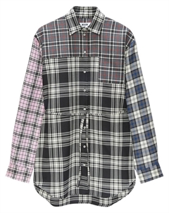 Клетчатое мини-платье-рубашка, черный Msgm