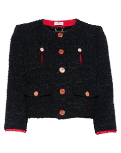 Твидовый пиджак, черный Elisabetta franchi