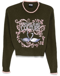 Jeans Couture свитер Swan Lake, зеленый Versace