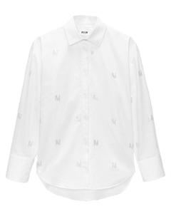 Рубашка с кристаллами, белый Msgm