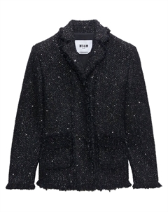 Однобортный пиджак из букле, черный Msgm
