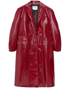 Однобортное пальто из искусственной кожи, красный Msgm