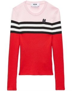 Джемпер в полоску с вышитым логотипом, красный Msgm