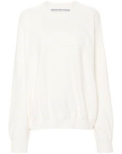 Джемпер в рубчик с вышитым логотипом, белый Alexander wang