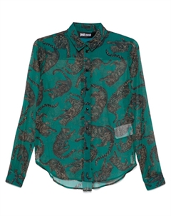 Рубашка с леопардовым принтом, зеленый Just cavalli
