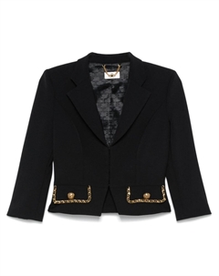 Укороченный блейзер с цепочной отделкой, черный Elisabetta franchi