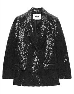 Однобортный пиджак с пайетками, черный Msgm