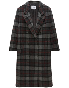 Двубортное пальто в клетку, серый Msgm