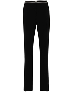 Креповые прямые брюки с боковой резинкой, черный Elisabetta franchi
