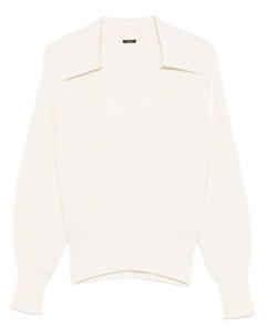 Свитер с открытым воротником, белый Joseph