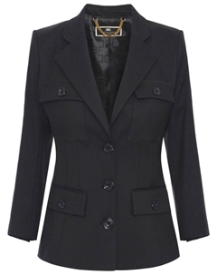 Однобортный креповый блейзер, черный Elisabetta franchi