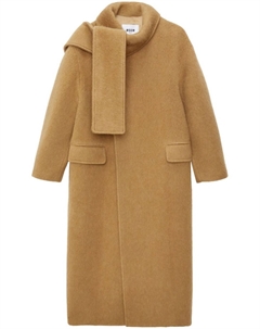 Пальто с шарфом, нейтральный цвет Msgm