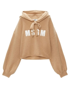 Джемпер с капюшоном и вышитым логотипом, нейтральный цвет Msgm