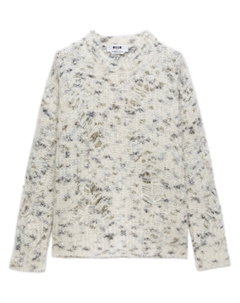 Джемпер фактурной вязки с эффектом потертости, белый Msgm