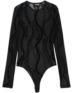 Jeans Couture боди из тюля с принтом Chain Couture, черный Versace