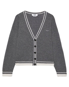 Кардиган с вышитым логотипом, серый Msgm