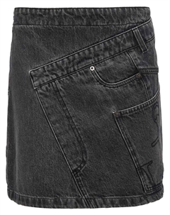 Джинсовая юбка мини с драпировкой, серый Jw anderson