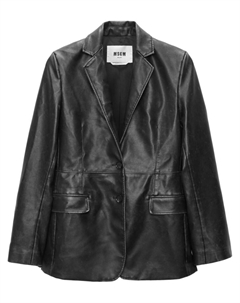 Однобортный кожаный пиджак, черный Msgm