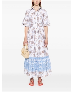 Платье-рубашка макси с цветочным принтом, белый Eleventy