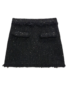 Мини-юбка из букле с бахромой, черный Msgm