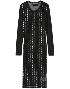 Jeans Couture платье миди с искусственным жемчугом, черный Versace