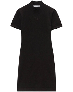 Платье с тисненым логотипом и высоким воротником, черный Alexander wang