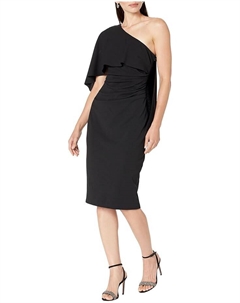 Платье Midi Scuba Crepe One Shoulder Cape, черный Xscape
