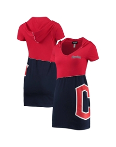 Женское платье с капюшоном красного/темно-синего цвета Cleveland Guardians Unbranded