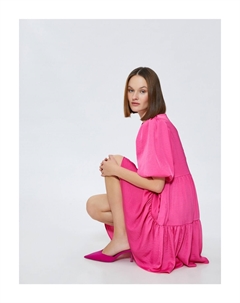 Короткое мини-платье с объемными рукавами, розовый Koton