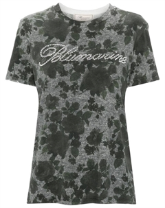 Футболка из джерси с принтом роз, серый Blumarine