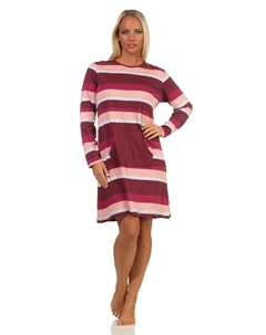 Ночная рубашка Kuschel interlock Streifen und aufgesetzter Tasche, розовый Normann