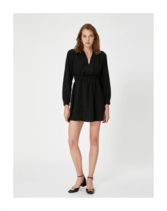 Мини-платье с объемными рукавами и V-образным вырезом на талии, розовый Koton