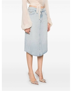 Юбка миди с вышитым логотипом, синий Blumarine