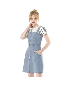 Женское джинсовое платье трапециевидной формы с регулируемыми бретелями на весну и лето, розовый Allegra k