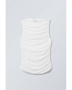 Драпированный топ с воротником стойкой, белый Weekday