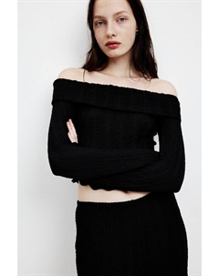 Рубашка без плеч со структурой, черный H&m