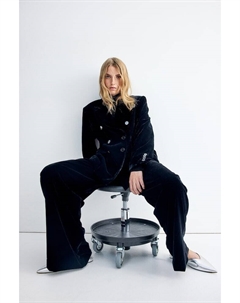 Широкие бархатные брюки, черный H&m