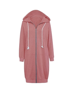 Женская туника, длинная толстовка с капюшоном и молнией во всю длину, худи, цвет Dusty Pink Haute edition