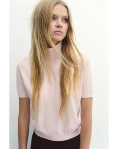 Рубашка с высоким воротником тонкой вязки, розовый H&m