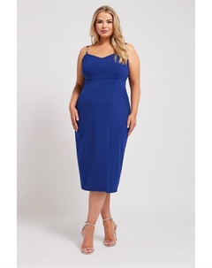 Платье трапеция с квадратным вырезом и пряжкой Diamante, синий Yours curve